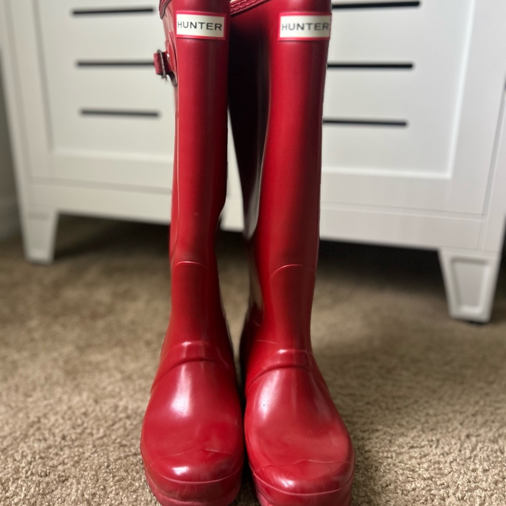 Hunter Glossy Red Tall Rain Boots